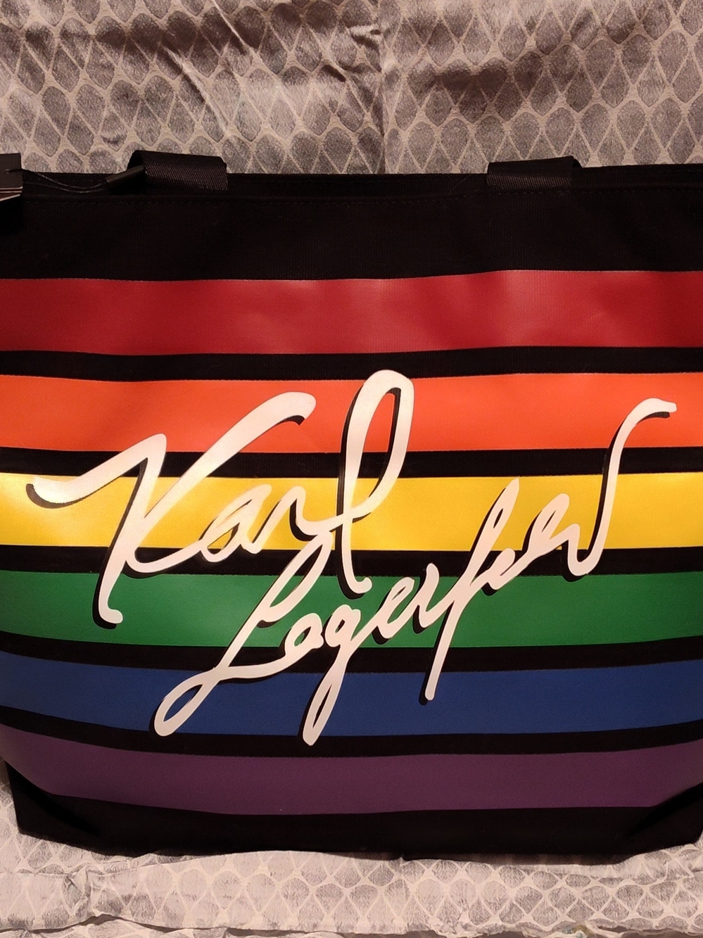 Karl Lagerfeld Rainbow Stripe Tote Bag - Multicolor NWT